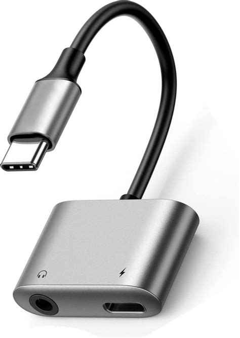 Sounix USB C Naar 3 5 Mm Jack Adapter USB Coplaad Poort Grijs Bol