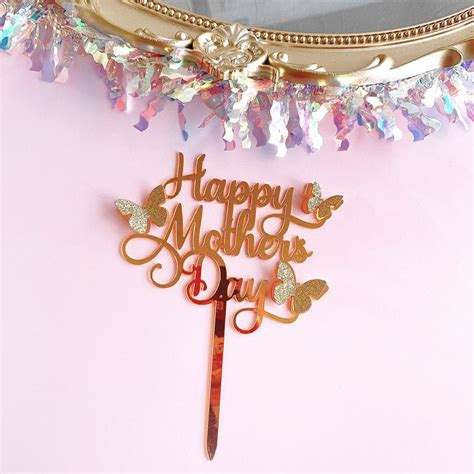 Happy Mother S Day Acrylic Cake Topper Tag Decoration Hiasan Kek