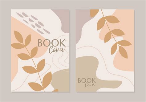 Botanical book cover vector set. boho Foliage line art drawing with abstract shape. can use for ...