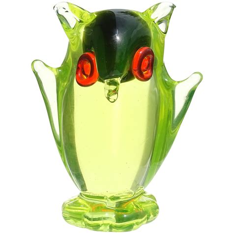 Cenedese Murano Green Orange Silver Flecks Italian Art Glass Fish