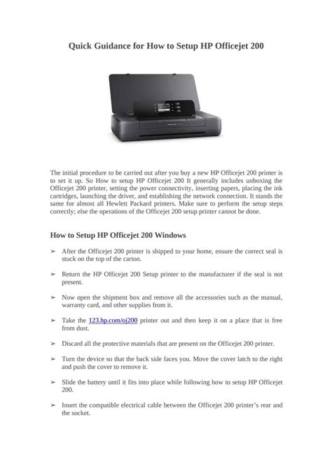 Quick Guidance for How to Setup HP Officejet 200 by printer setup - Issuu