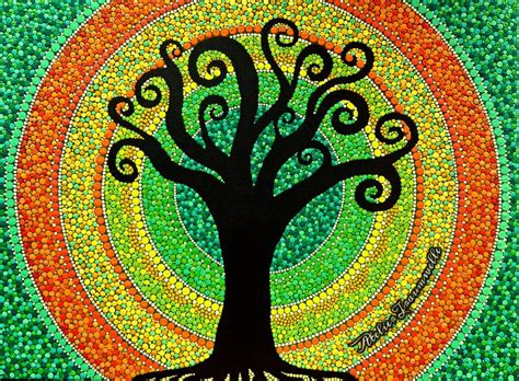 Dot Painting Canvas Tree Of Life Etsy