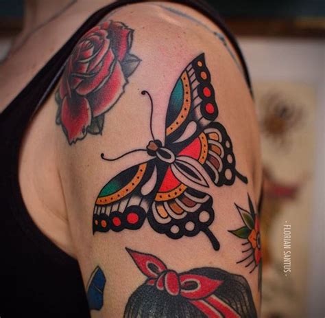 Butterfly Traditional Floriansantus On Instagram Traditional Butterfly Tattoo Neck Tattoo