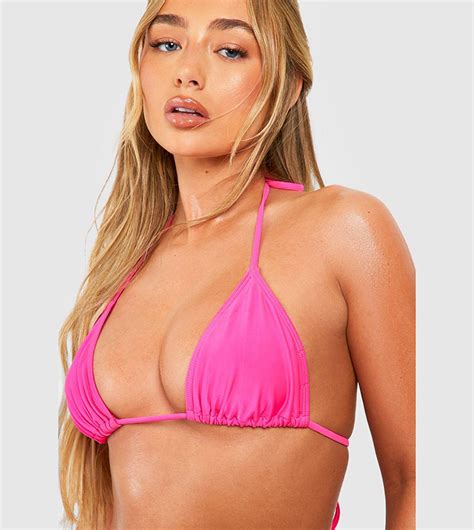 Buy Boohoo Essentials Triangle Tie Bikini Top In Pink Thstreet Uae