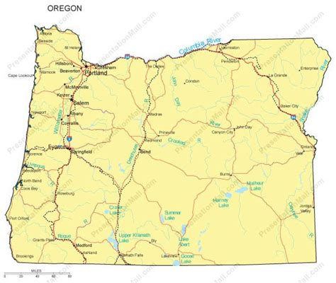 Oregon Editable Us Detailed County And Highway Powerpoint Map Maps