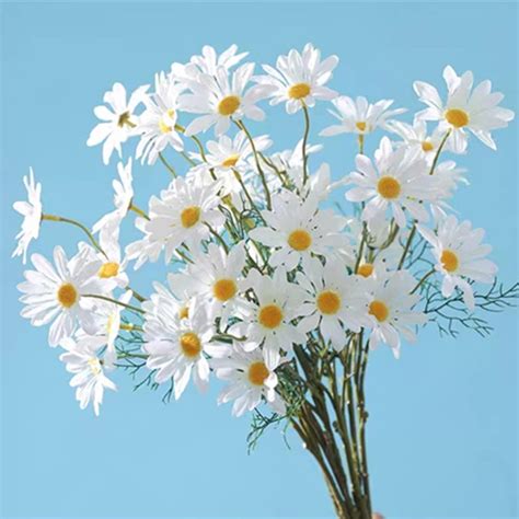 Oukeyi Artificial Flowers Bundles Artificial Silk Daisy Fake Flowers