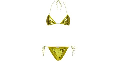 Os Ree Sequined Microkini Bikini Set In Lime Green Green Lyst