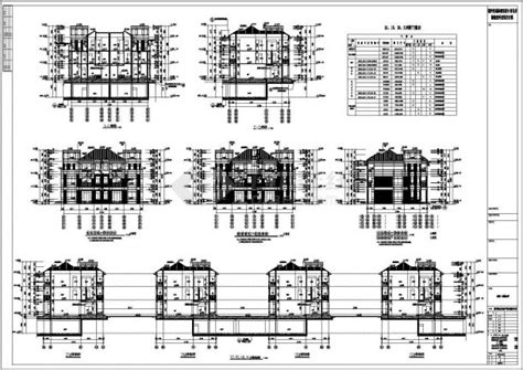 某地三层框架联排别墅建筑方案设计图联排别墅土木在线