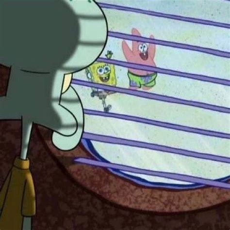 Squidward watching Spongebob and Patrick from window Blank Template ...