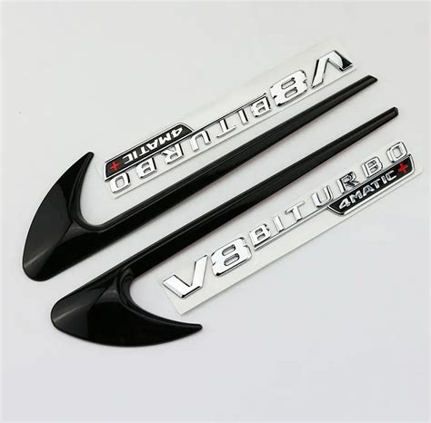 Vent Fender Trim Emblem Blade Logo V8 Biturbo 4Matic Para Mercedes Benz