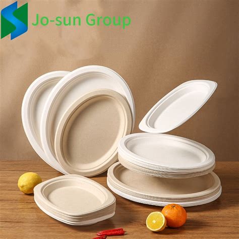 Jo Sun New Design Disposable Degradable Sugarcane Oval Plate China No