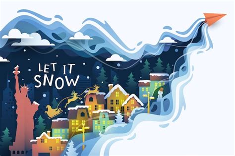 Premium Vector Urban Winter Landscape Vector Illustration