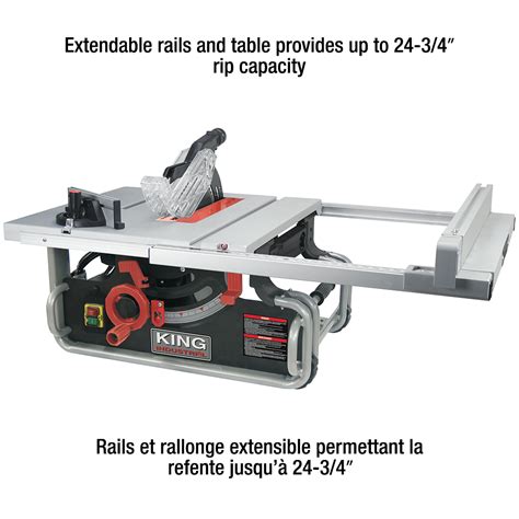 10 Portable Jobsite Table Saw King Canada Power Tools Woodworking And Metalworking Machines