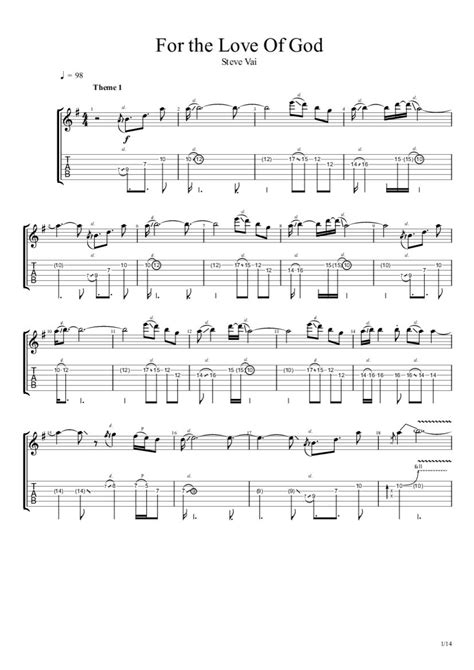 For The Love Of God Sheet Music Steve Vai Paidtabs