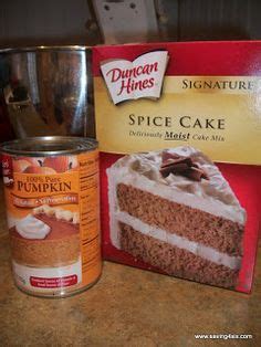 15 oz canned pumpkin; 1 serving(s) Duncan Hines Spice Cake, and 1/2 cup ...