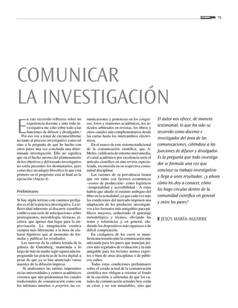 Comunicar La Investigaci N