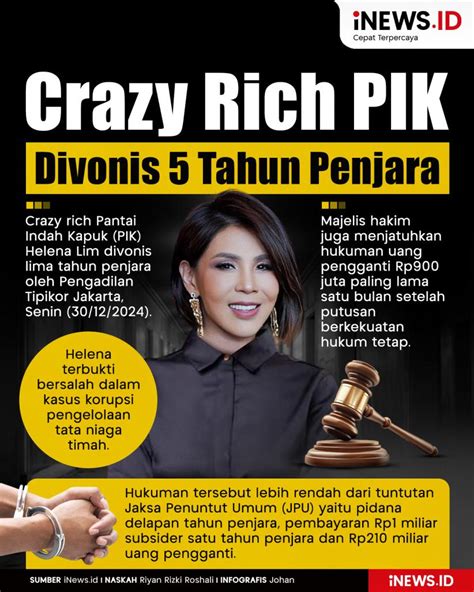 Infografis Crazy Rich Helena Lim Divonis 5 Tahun Penjara Kasus Korupsi