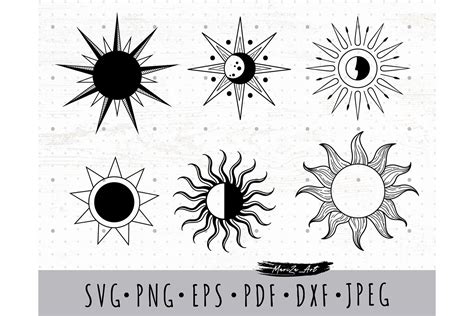 Mystical Hand Drawn Sun Svg Png Bundle Graphic By Myspacegarden