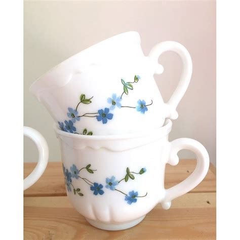 4 Tasses à Café Arcopal Myosotis Veronica Dépareillées Vintage 80s