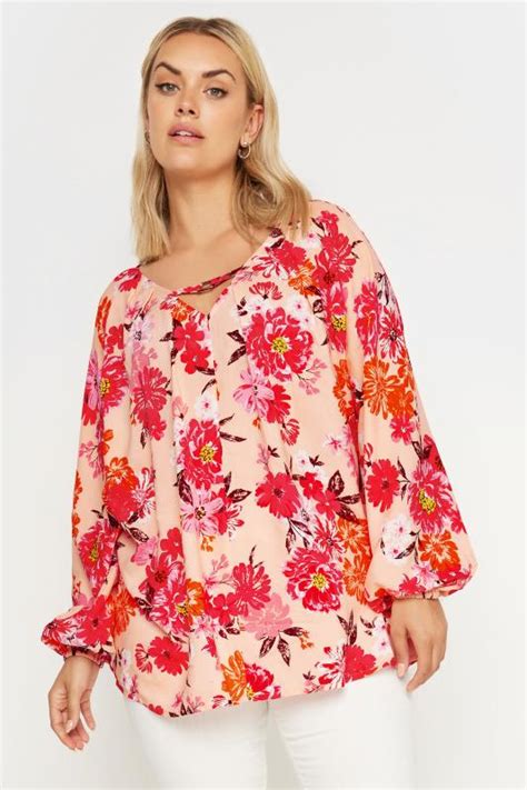 Yours Plus Size Pink Floral Print Balloon Sleeve Blouse Yours Clothing