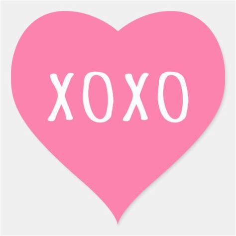 Xoxo Hugs And Kisses Valentines Day Pink Heart Heart Sticker Zazzle