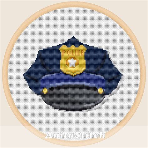 Police Hat Cross Stitch Pattern Etsy Small Cross Stitch Cross