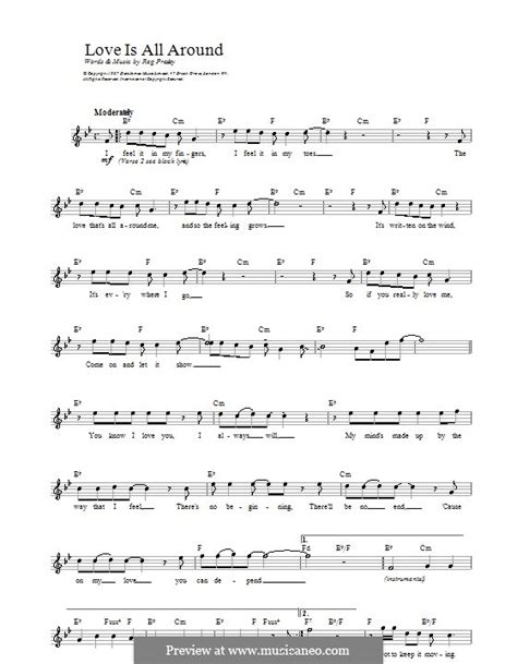 Love Is All Around Wet Wet Wet By R Presley Sheet Music On Musicaneo