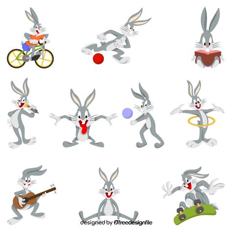 Bugs Bunny cartoon images set vector free download