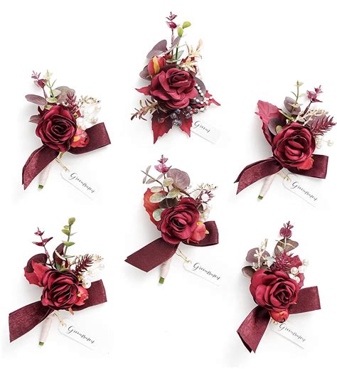 Ling S Moment Burgundy Dusty Rose Boutonniere For Men Wedding With