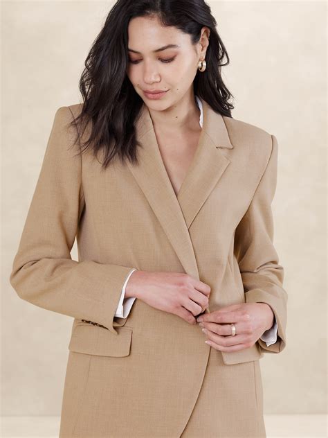 Double Weave Asymmetrical Blazer Banana Republic Factory