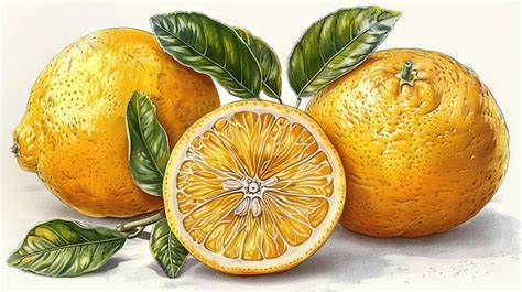 Handdrawn Modern Illustration Of Outlined Yuzu Japanese Citrus Fruit