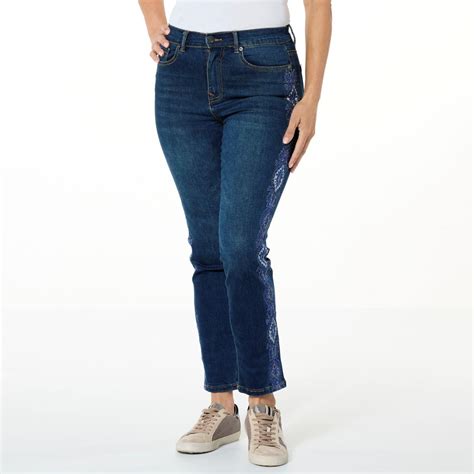 DG2 By Diane Gilman New Classic Stretch Denim Embroidered Skinny Jean