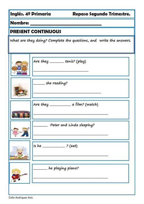 Fichas Inglés Primaria Ejercicios 4º Primaria Fichas ingles Inglés