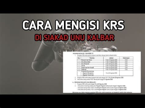 Cara Mengisi Krs Di Siakad Unu Kalbar Youtube