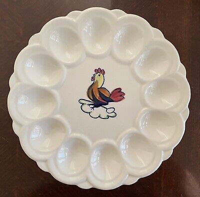 Blue Ridge Pottery Deviled Egg Plate Rooster Vintage Serving Platter