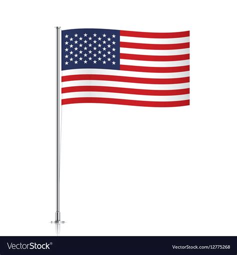 Usa flag waving on a metallic pole Royalty Free Vector Image