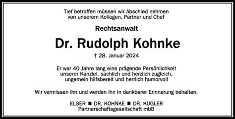 Traueranzeigen Von Rudolph Kohnke Schwaebische De Trauerportal