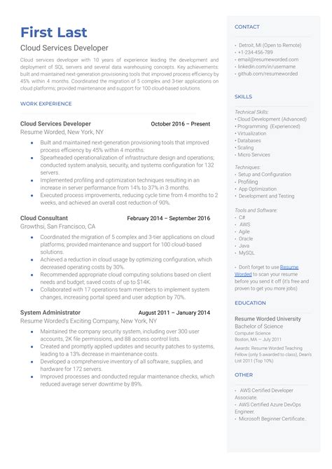 Azure Cloud Engineer Resume Examples For 2025 Resume Worded