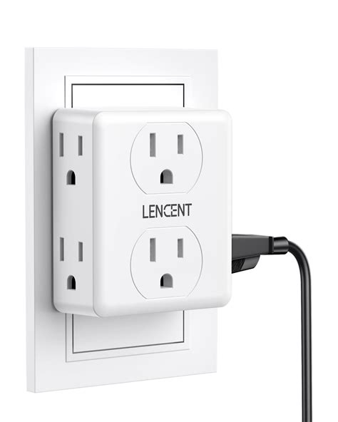 LENCENT 6-Way Electric 3-Prong Outlet Adapter, Multi Plug Extender ...