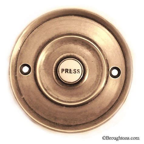 3 Circular Door Bell Push Antique Satin Brass Door Furniture Victorian Door Antiques