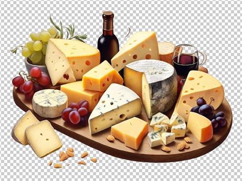 Illustrate a cheese platter with various type of cheese | Premium AI ...