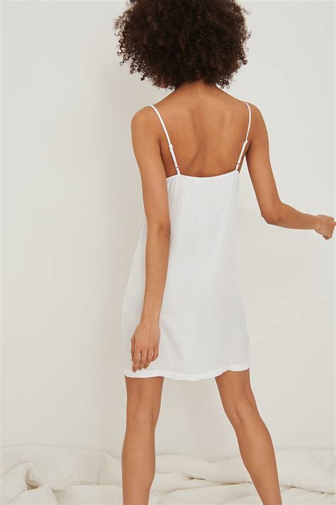 Satin Slip Detail Dress Offwhite Na