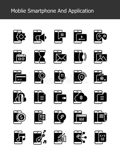 Iconos De La Tecnolog A De Smartphone M Vil De Glifo S Lido Ilustraci N