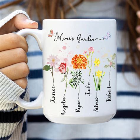 Personalized Nanas Garden Birth Flower Camping Mug