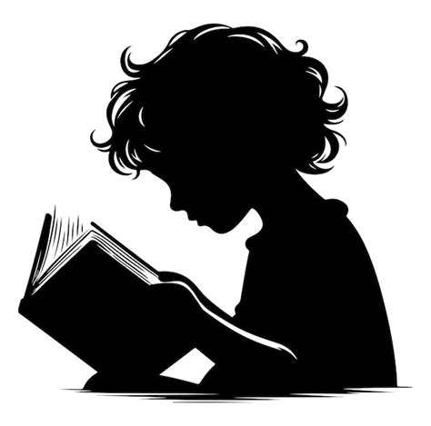 A child reading book silhouette | Premium AI-generated vector