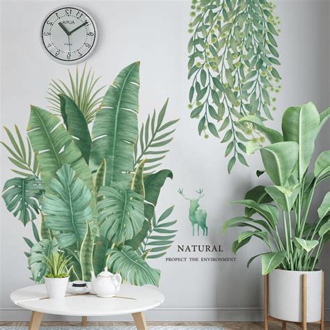 Tropical Leaves Green Plant Wall Stickers Decal Diy Decor Vinyl Self