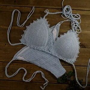 Color Womens Swimwear Push Up Swimsuit Handmade Crochet Bikini Sets