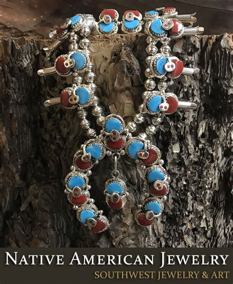 Zuni Turquoise And Coral Sterling Silver Snake Effie Calavaza Squash