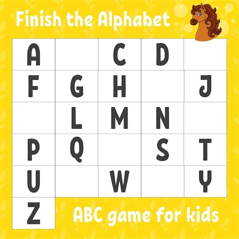 Premium Vector | Finish the alphabet. ABC game for kids. Education ...