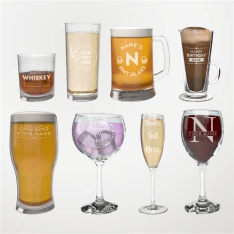 Personalised Glass Engraved Drinkware T Your Own Message Glassware